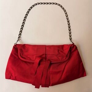 Tintoretto Chic Red Evening Shoulder Bag / Clutch | Bronze Chain
